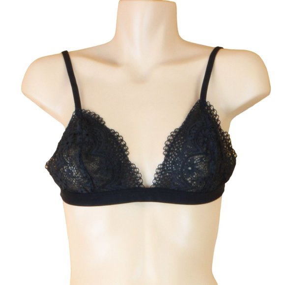Victoria's Secret Lace Bralette Large Black Adjustable Straps Hook Eye B94 - Picture 1 of 7